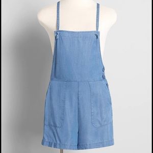 NWT Modcloth utility chambray shortalls!